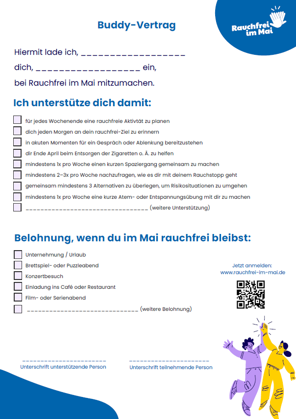 Buddy-Vertrag: Lade jetzt jemanden ein, rauchfrei zu werden!